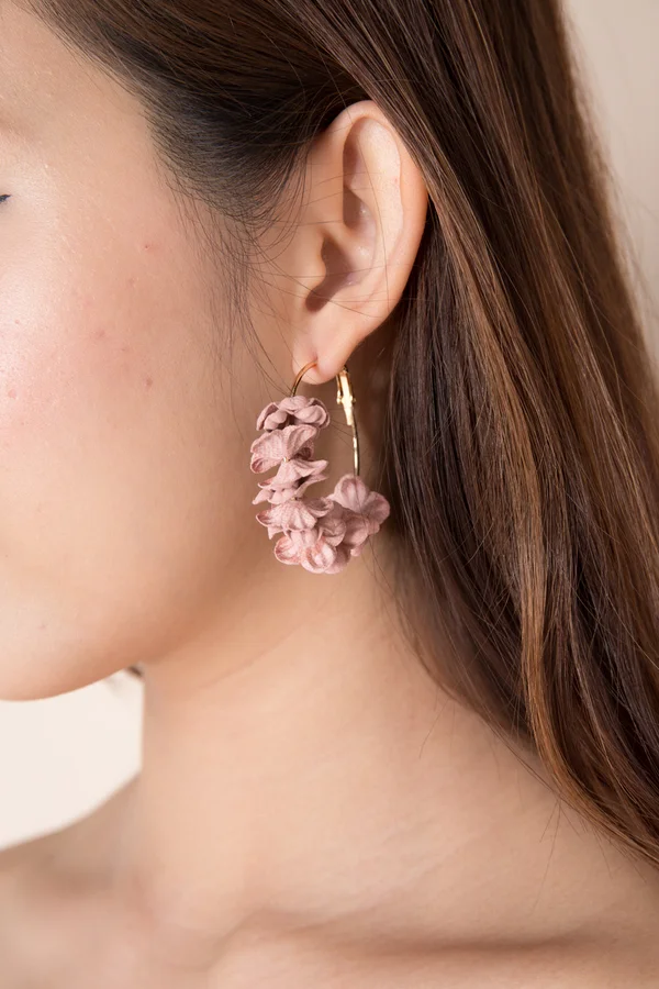 Petals Aflutter Hoop Earrings Blush