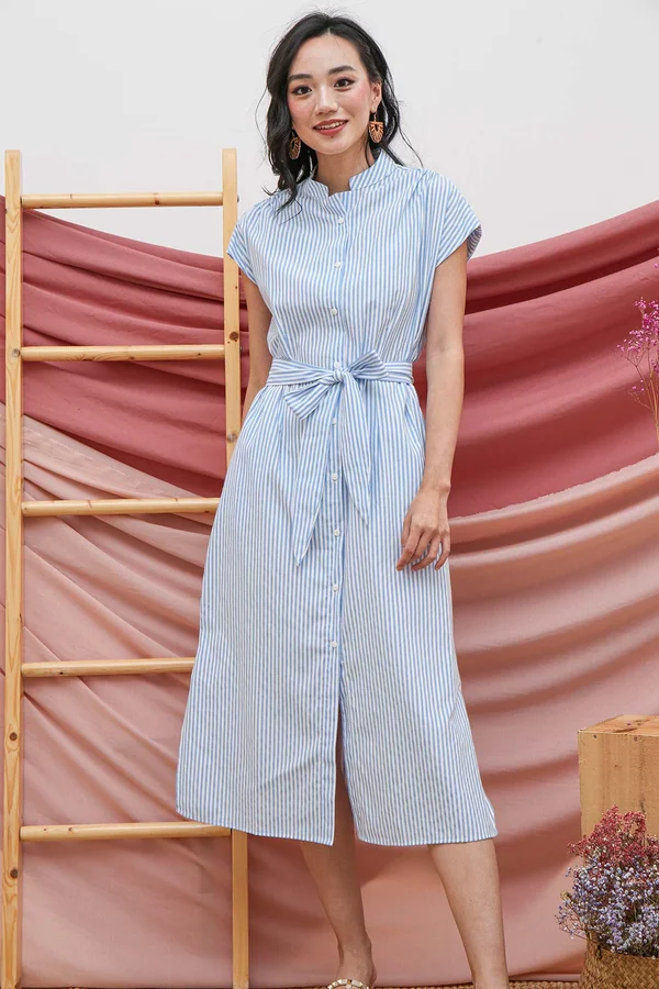 Shirt Up Smart Pinstripes Midi Shirt Dress