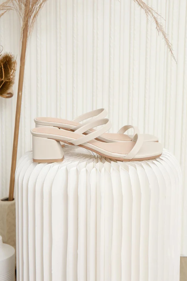 Simple Steps Ahead Strap Heels Cream