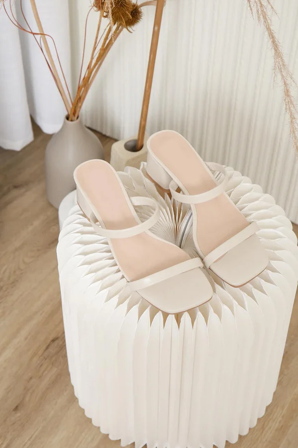 Simple Steps Ahead Strap Heels Cream