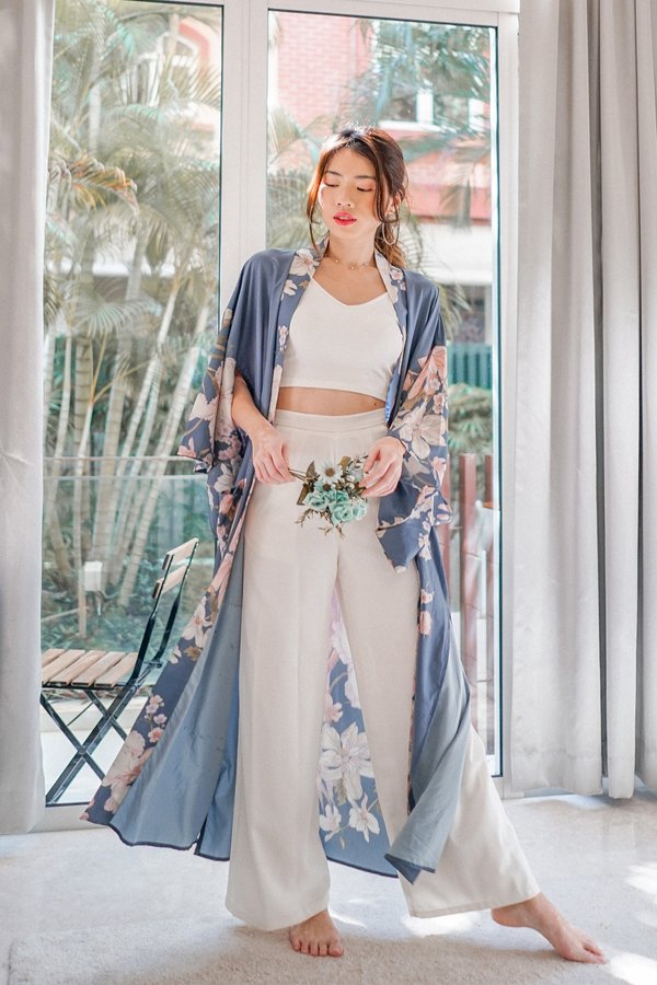 Idyllic Lounging Days Floral Longline Kimono Robe