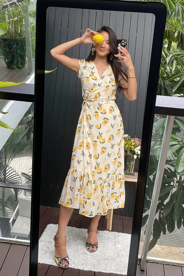 For Love and Lemons Ruffle Wrap Midi Dress