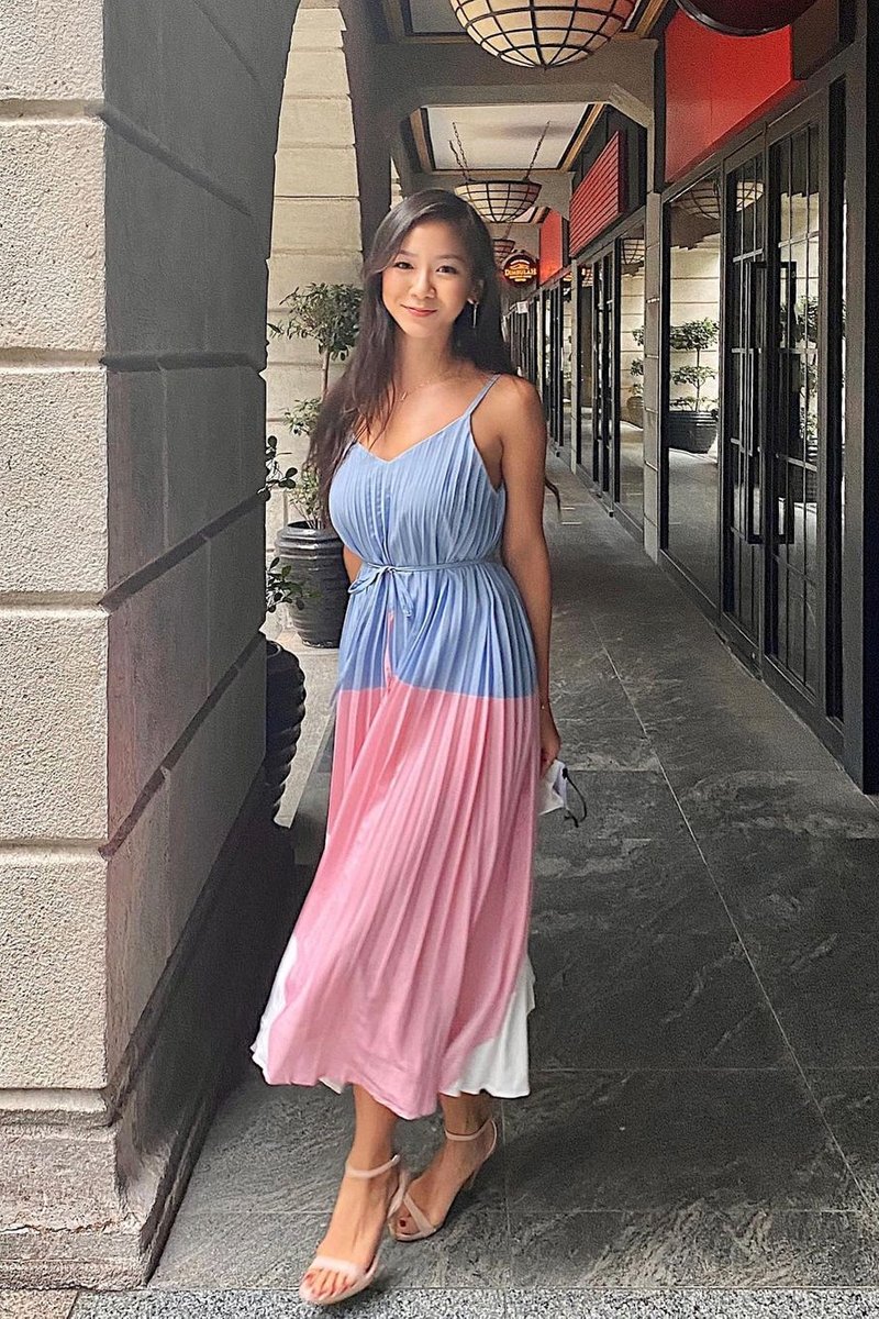 pink blue dress