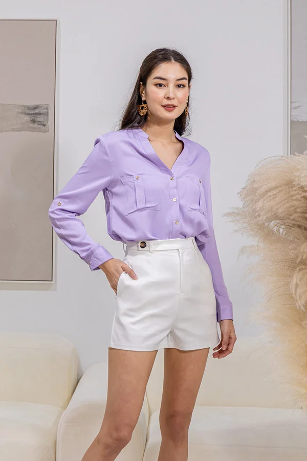 Profound Pairing Button Side Tab Shorts White