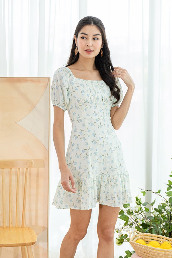 Sunlit Salutations Shirred Floral Dress White