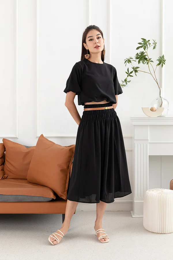 Bubbly Personality Balloon Crop Top Black