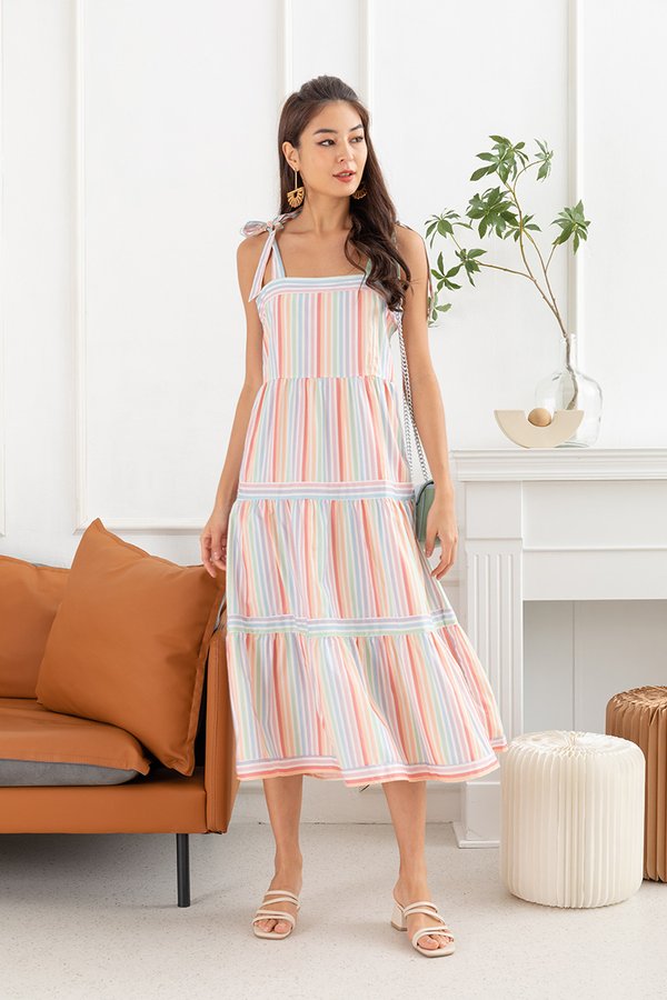 Rainbow Squad Goals Babydoll Tier Maxi Dress