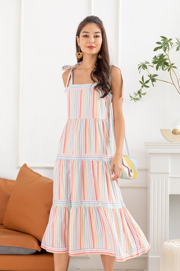 Rainbow Squad Goals Babydoll Tier Maxi Dress