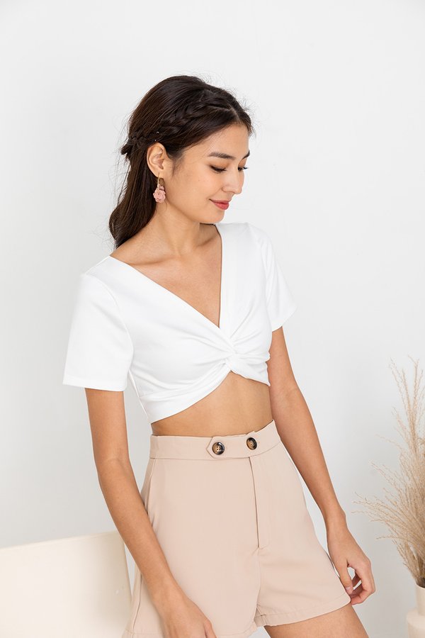 A Wrinkle in Time Knot Crop Top White