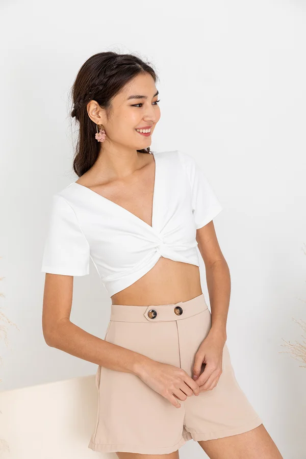 A Wrinkle in Time Knot Crop Top White