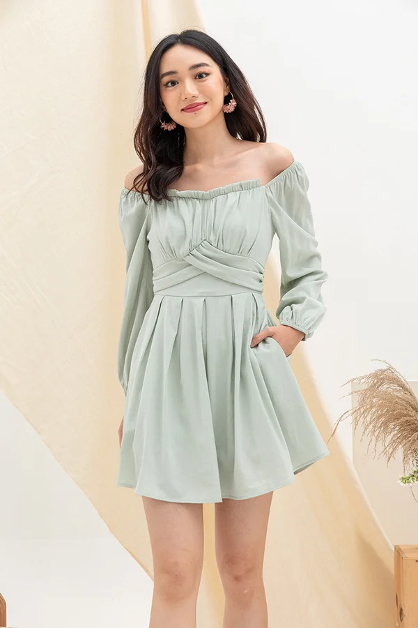 Gypsy Spritely Shirs Pleated Dress Mist Green
