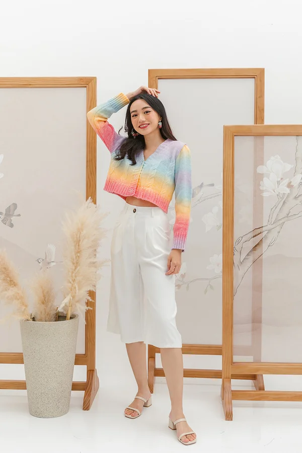Pastels Kinda Day Rainbow Knit Cardigan