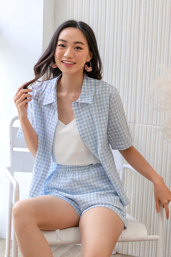 Plaid Slumber Party Buttoned Shirt Blue