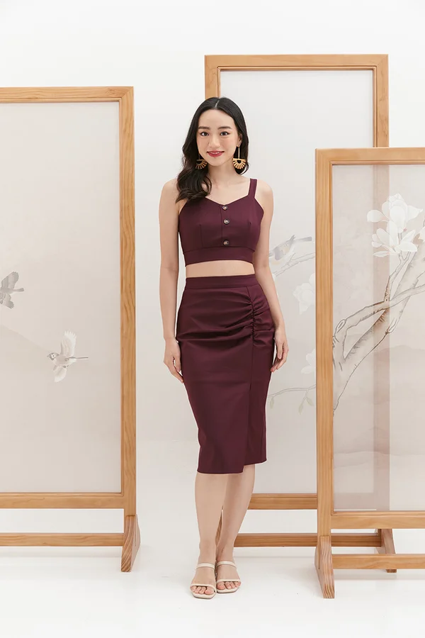 Fit for Finesse Crop Tank Top Burgundy Red
