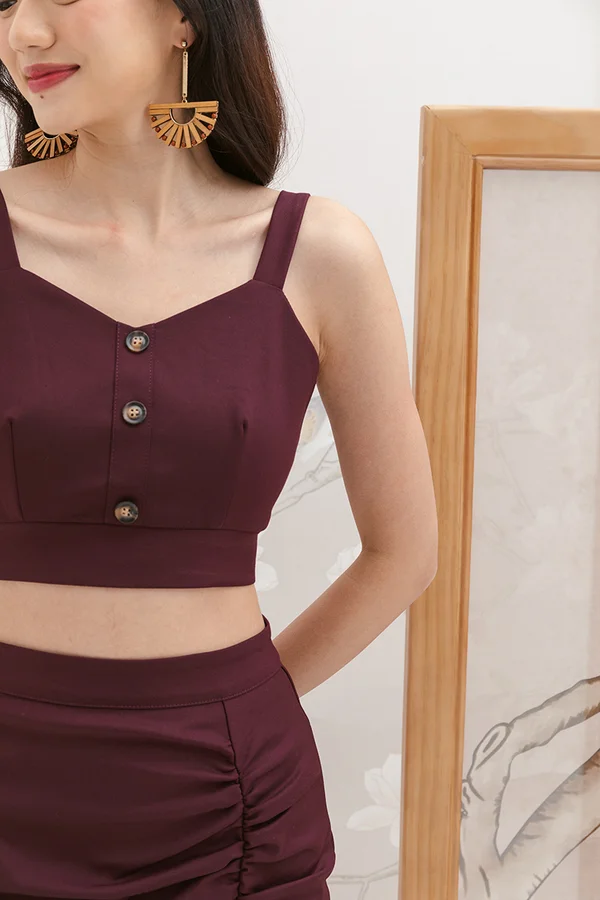 Fit for Finesse Crop Tank Top Burgundy Red