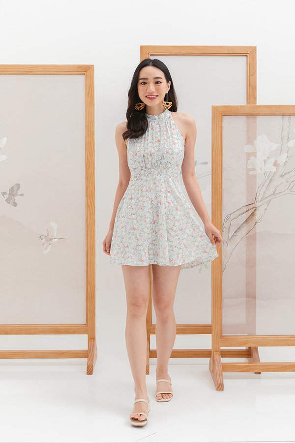 The Spring of Things Floral Embroidery Dress Jade Mist