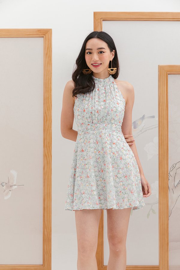 The Spring of Things Floral Embroidery Dress Jade Mist