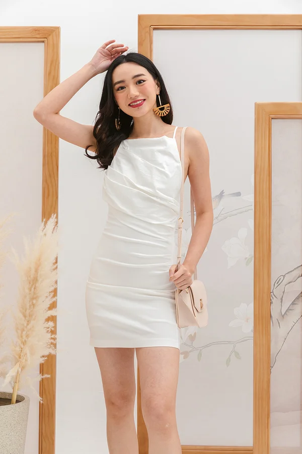 Aim to Breeze Gathered Dress White