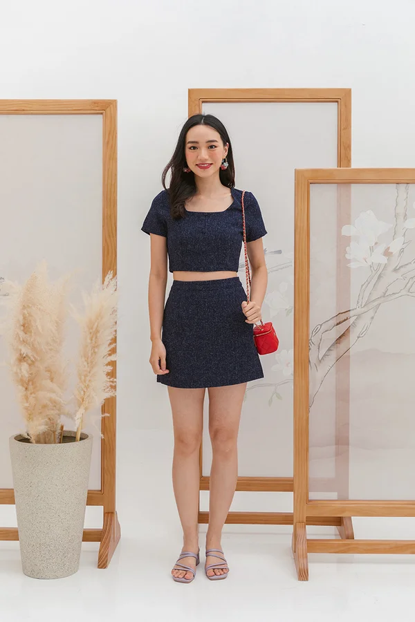 *TOP ONLY* Tweeds And Needs Top Navy Blue