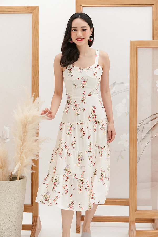 Once and Floral Tier Midi Dress