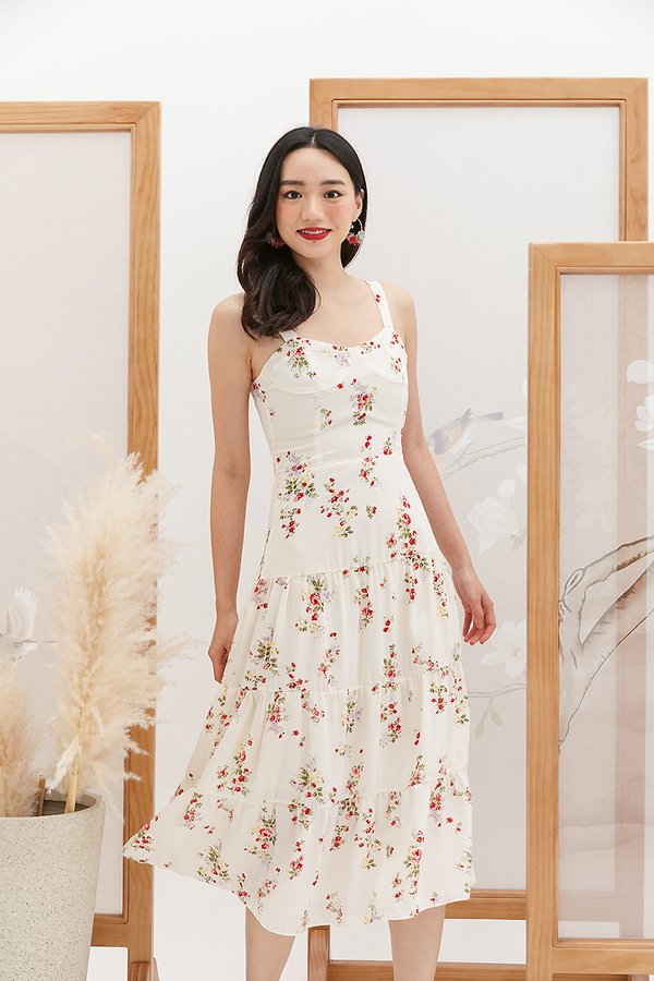 Once and Floral Tier Midi Dress