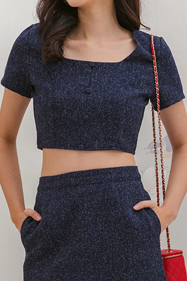 *TOP ONLY* Tweeds And Needs Top Navy Blue