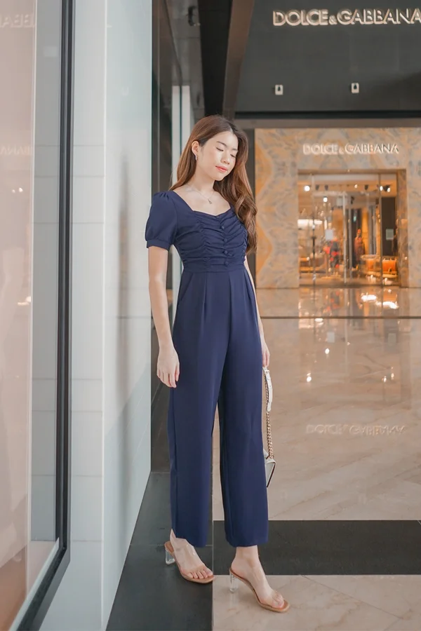 Shir to be Splendid Button Jumpsuit Navy Blue