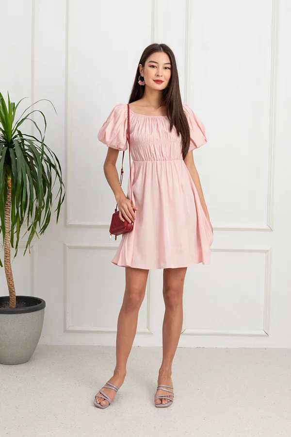 Pinky Positive Vibes Smock Babydoll Dress