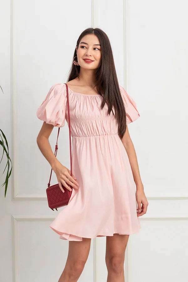 Pinky Positive Vibes Smock Babydoll Dress