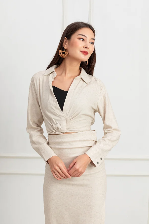 Envisioned Aesthetic Work Blouse Oatmeal