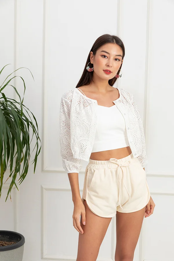 Laze for Days Jogger Shorts Cream