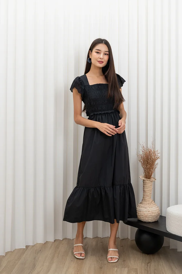 Smocked Scallops Everlasting Dropwaist Maxi Dress