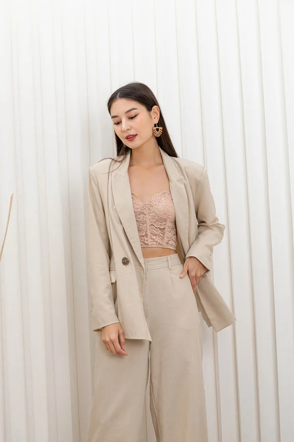 Affluent Confidence Linen Blazer Suit