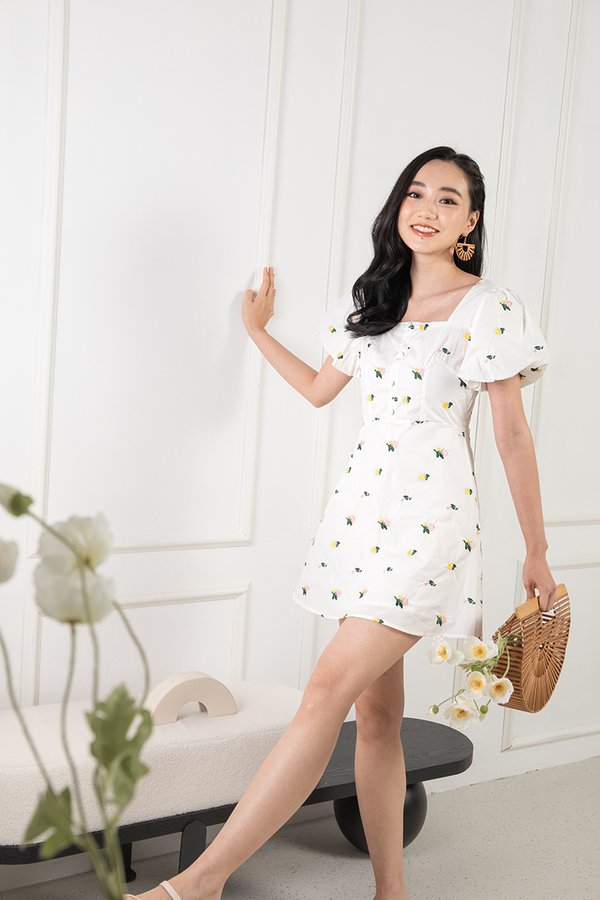 Picking Wildflowers Embroidery Frock White