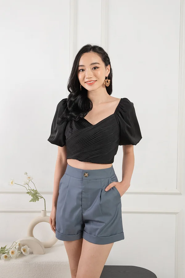 Vested in Confidence Cuffed Hem Shorts Dark Grey