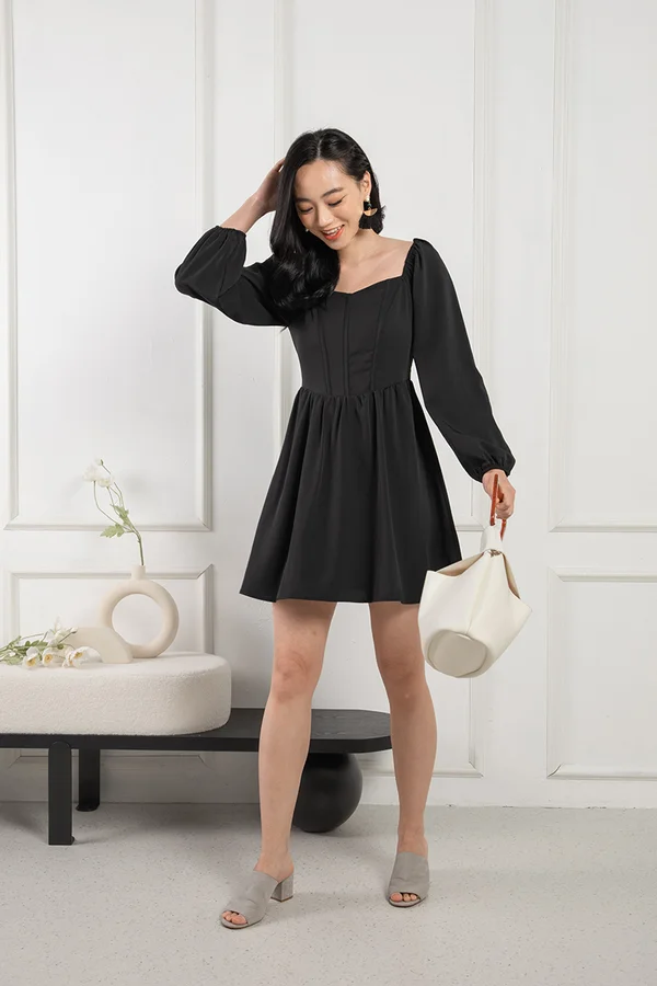 Southern Belles Ringing Blouson Dress Black