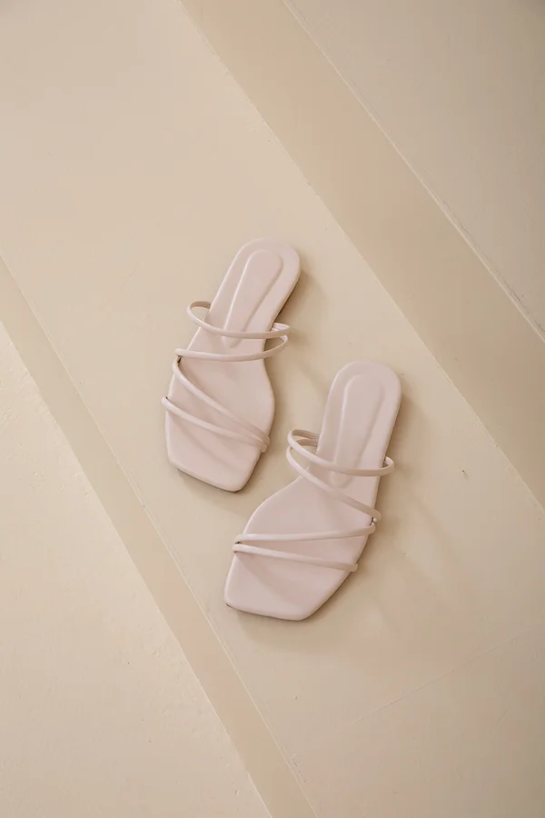 Strappy and Happy Slide Sandals Cream