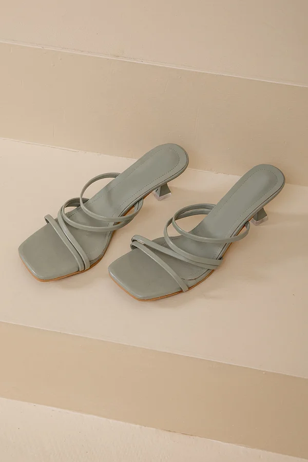 Moving Right Along Strappy Heels Sage Green