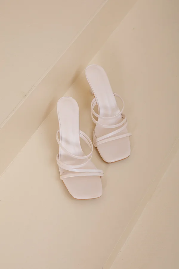 Moving Right Along Strappy Heels Cream