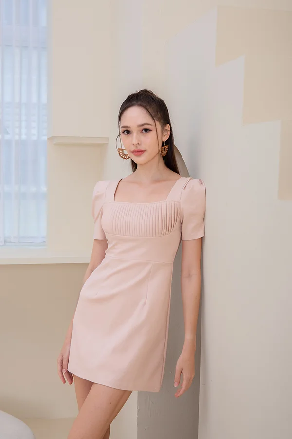 Pleatful of Possibilities Work Dress Almond