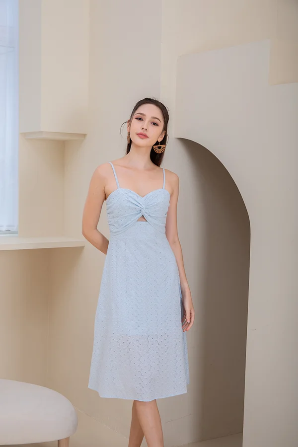 Slip Simplified Twists Broderie Dress Pale Blue