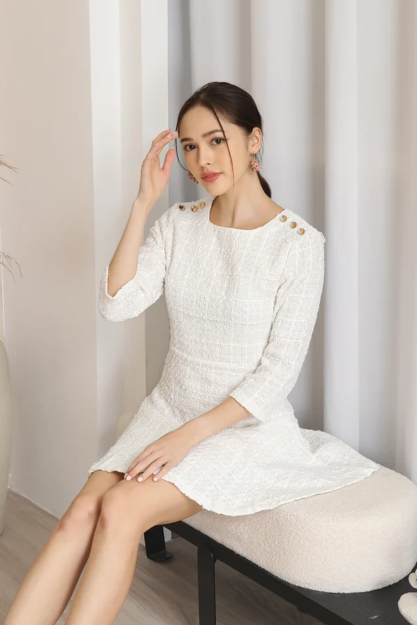 Powdery Snowbanks Tweed Dropwaist Sheath Dress
