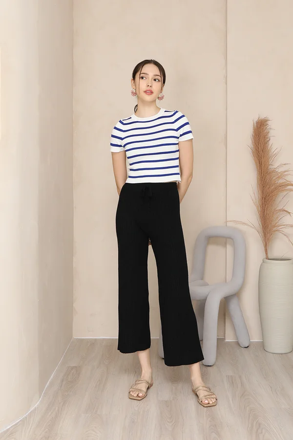 Tread Softly Ribbed Knit Lounge Pants Black