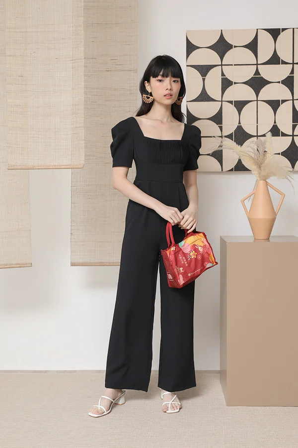 Pleatful of Possibilities Tailored Jumpsuit Black