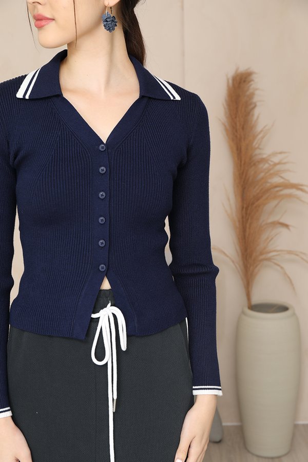 Smooth Sailing Sleeks Button Ribbed Knit Blouse