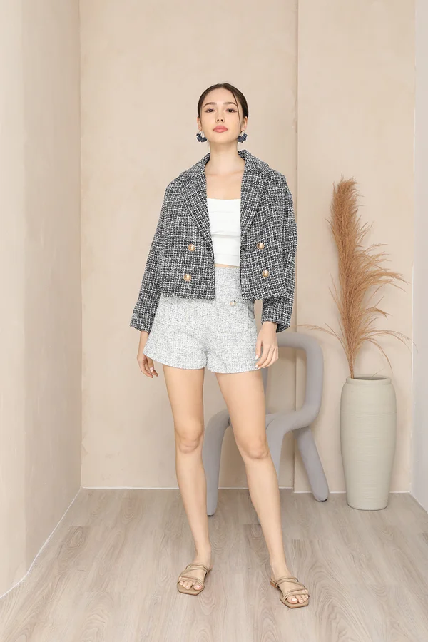 Tweed Checkmate Double Breasted Blazer Coat