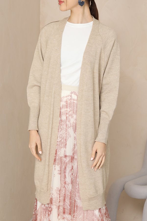 Autumn Afternoons Ahead Longline Knit Cardigan Oatmeal
